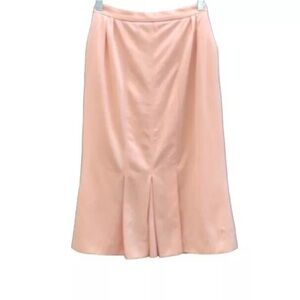 🇫🇷 Vintage 80s 90s Alan Austin Peach Pink Wool Midi Skirt | S
